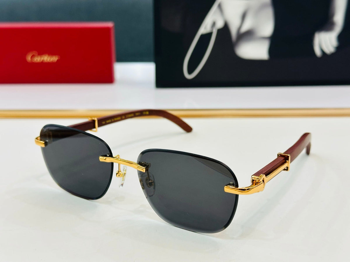 C DE RIMLESS SQUARE FRAME SUNGLASSES CT0605S IN METAL AND WOODEN