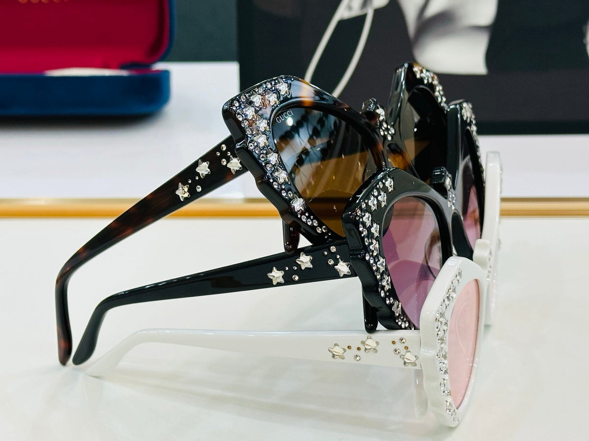 CRYSTAL STUDDED CAT-EYE FRAME SUNGLASSES GG1095S IN ACETATE