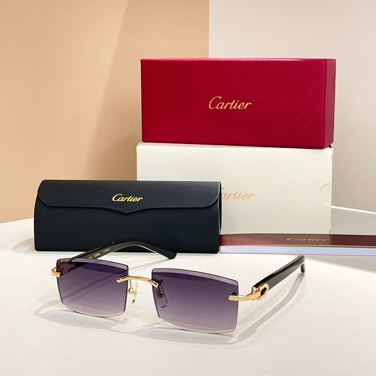 C DE RIMLESS RECTANGULAR FRAME SUNGLASSES 571828 IN METAL