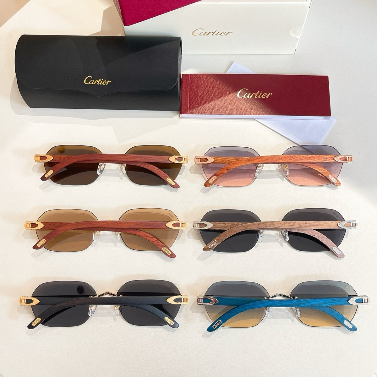 C DE RIMLESS GEOMETRIC FRAME SUNGLASSES 579510 IN METAL AND WOODEN