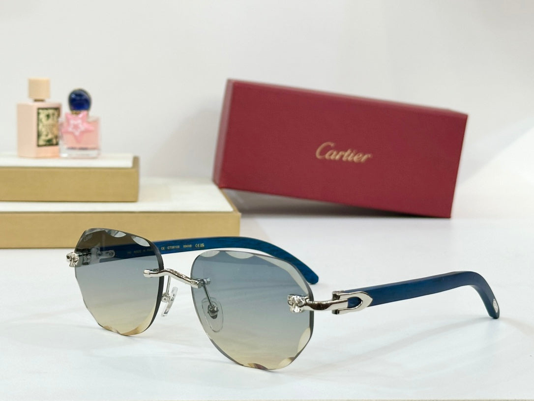 C DE RIMLESS GEOMETRIC FRAME SUNGLASSES 547386 IN METAL AND WOODEN
