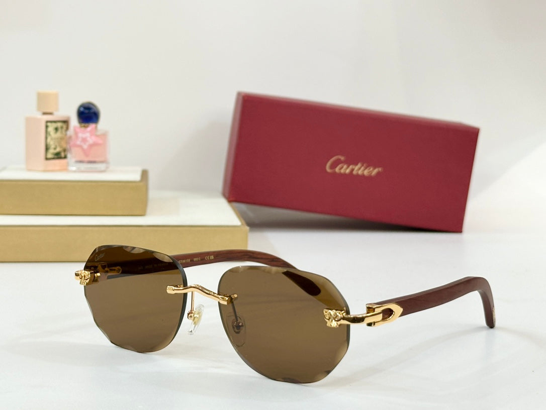 C DE RIMLESS GEOMETRIC FRAME SUNGLASSES 547386 IN METAL AND WOODEN
