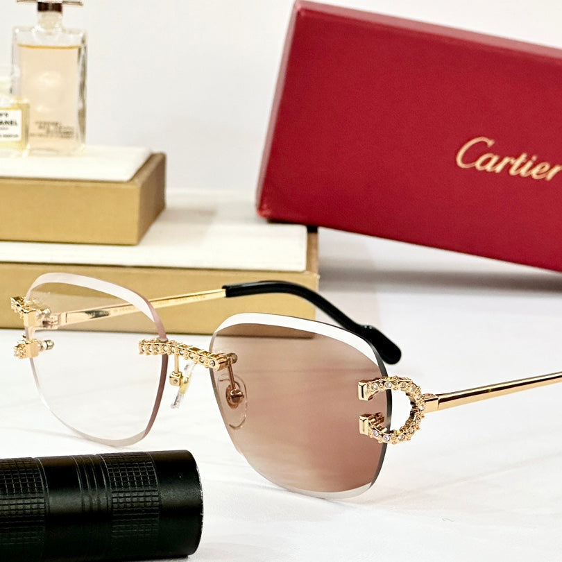 CRYSTAL STUDDED RIMLESS SQUARE FRAME SUNGLASSES CT0603S IN METAL PHOTOCHROMIC LENSES