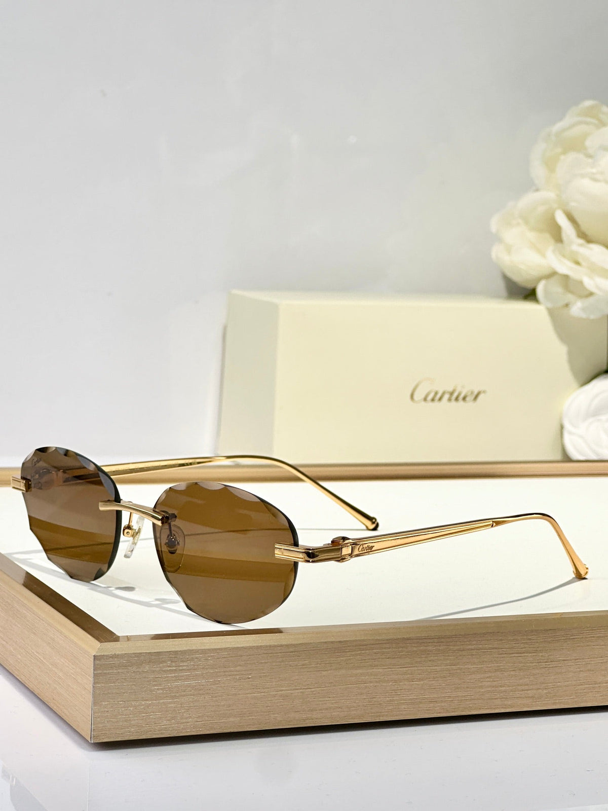 C DE RIMLESS ROUND FRAME SUNGLASSES CT0611S IN METAL