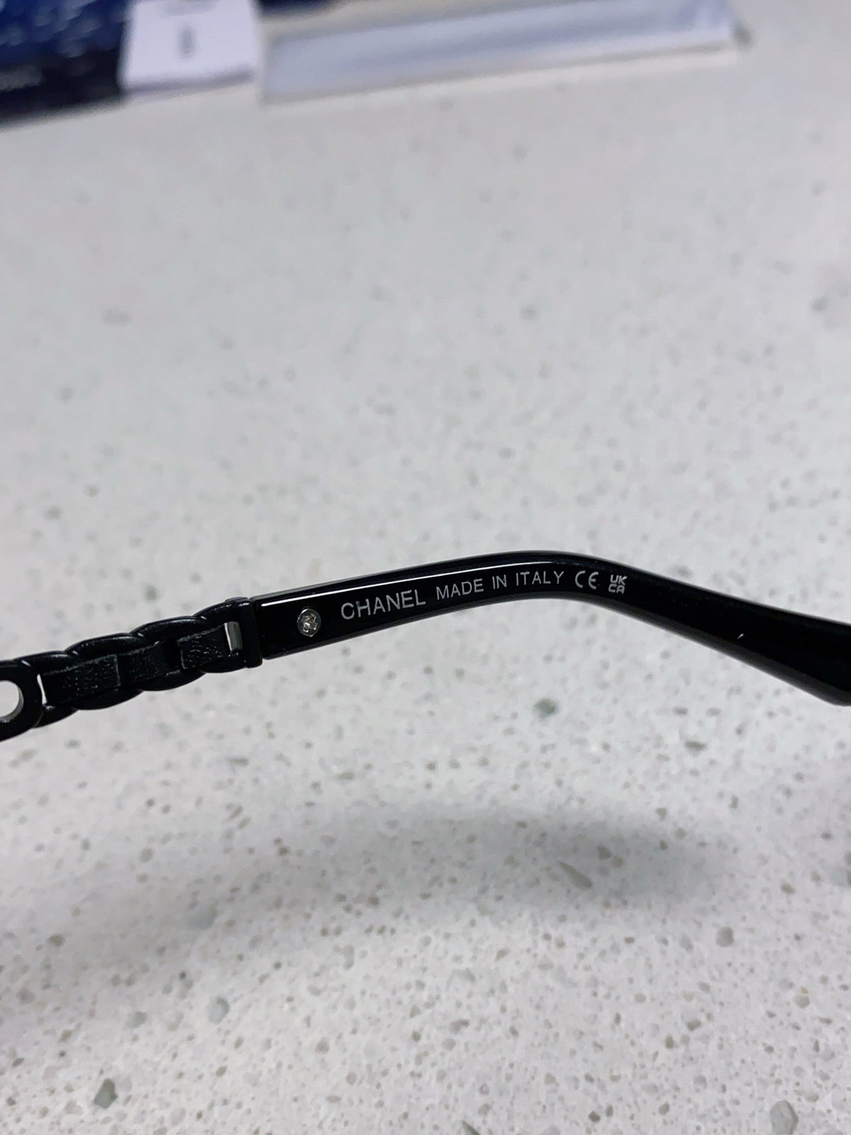 CHANEL SQUARE SUNGLASSES 632029 IN BLACK ACETATE BLACK LOGO ON FRAME
