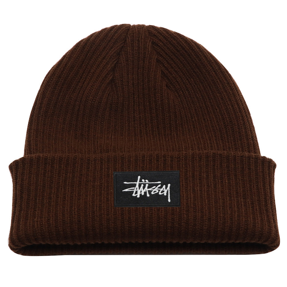 Stussy Hat Winter Solid Color Knitted Hat Skateboard Sports Wool Warm Hat
