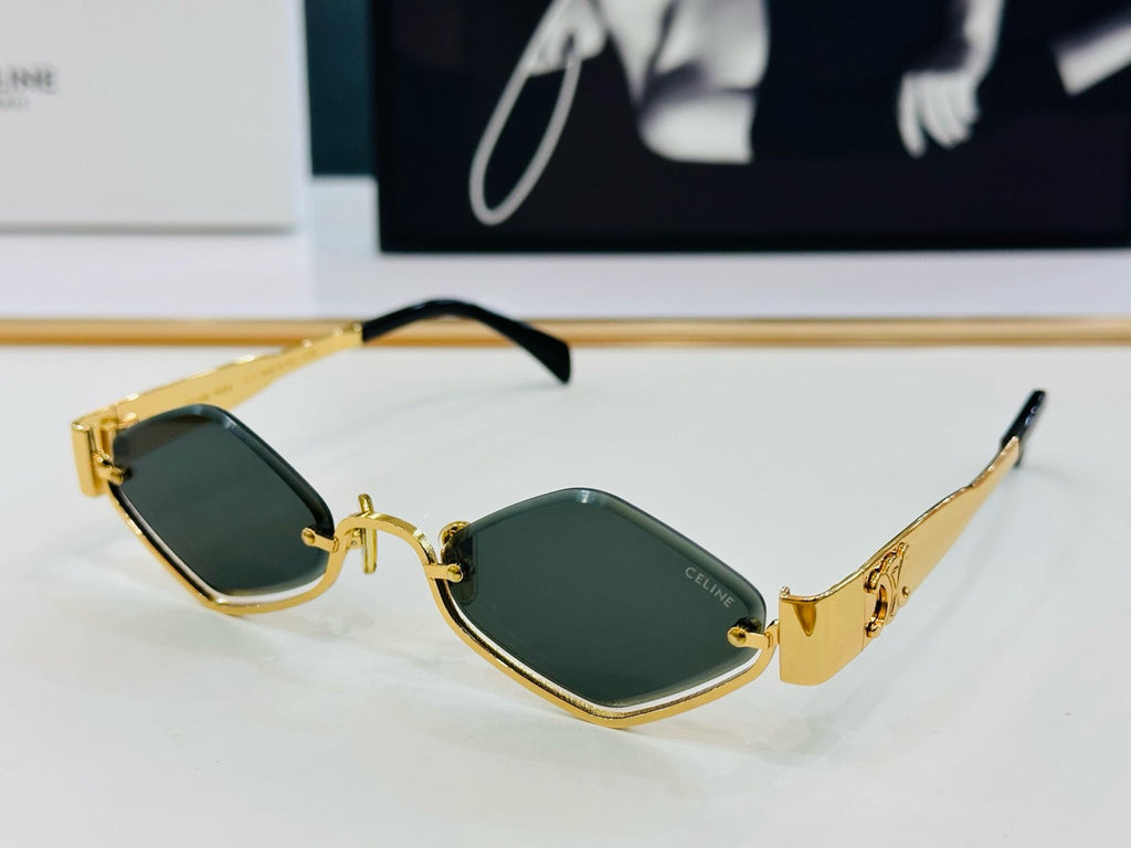 CELINE TRIOMPHE SEMI-RIMLESS SUNGLASS CL42117U IN METAL OCTAGON LENSES