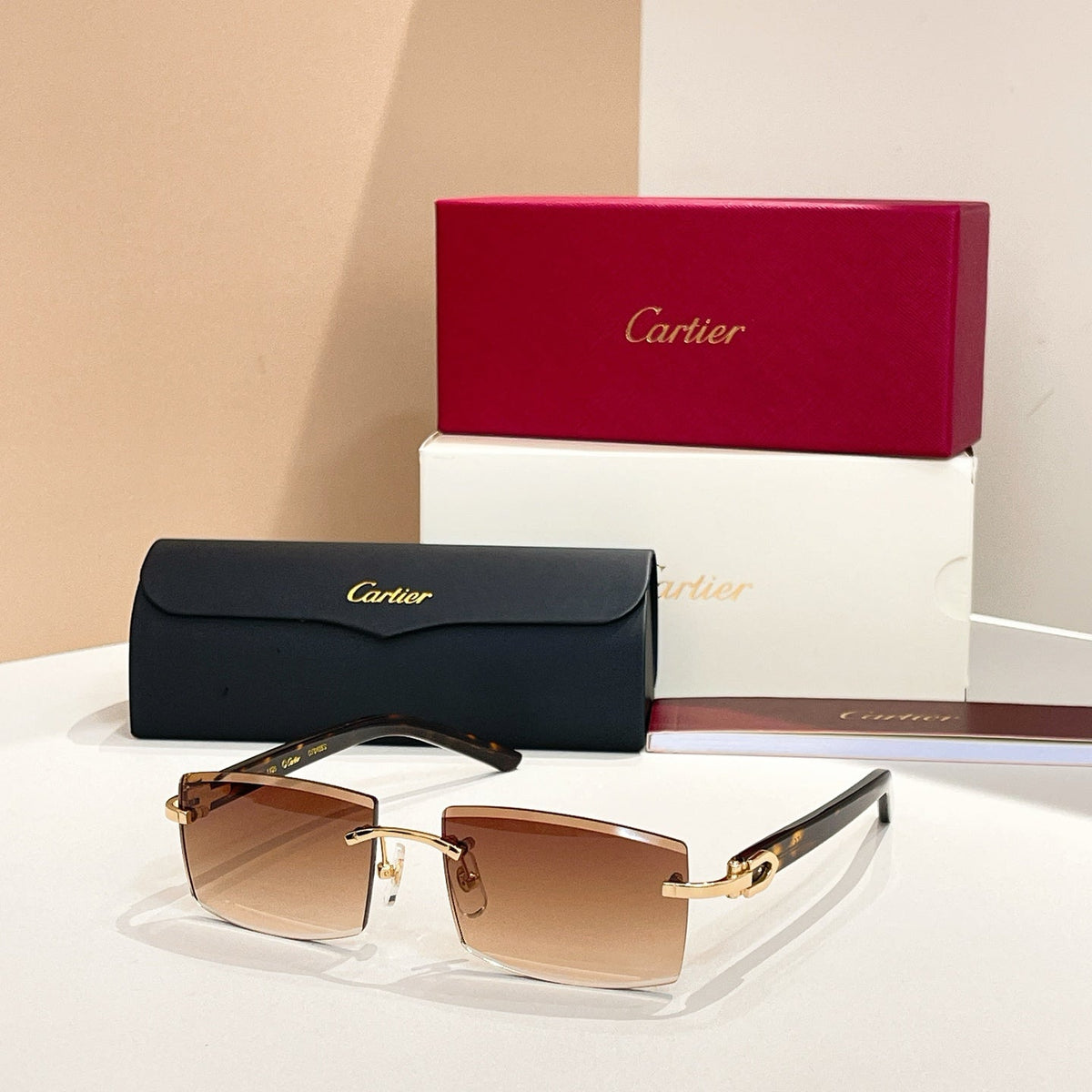 C DE RIMLESS RECTANGULAR FRAME SUNGLASSES  571828 IN METAL