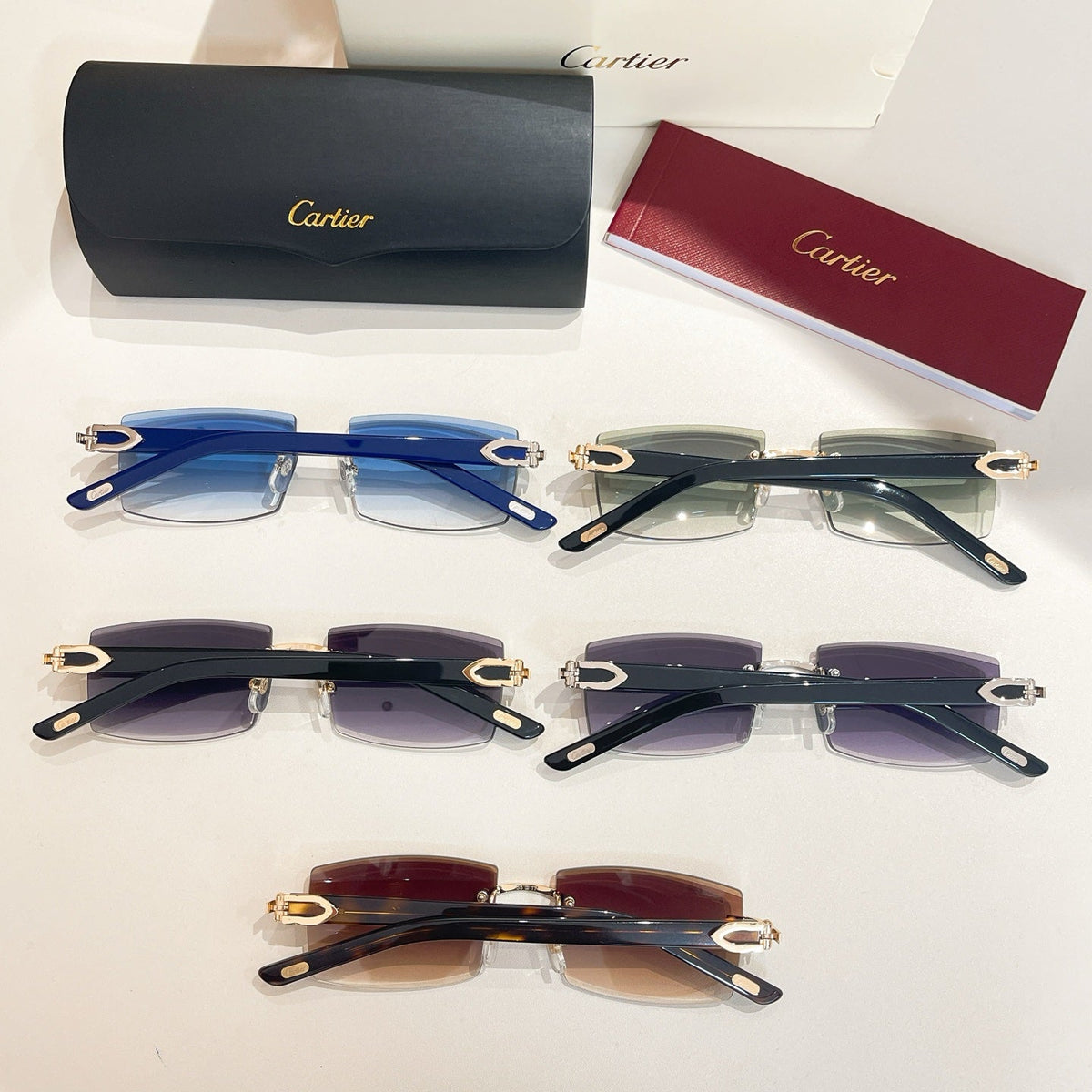 C DE RIMLESS RECTANGULAR FRAME SUNGLASSES  571828 IN METAL