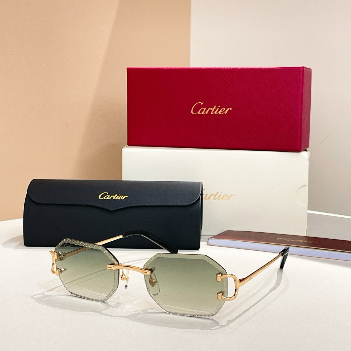 C DE RIMLESS GEOMETRIC FRAME SUNGLASSES CT0092O IN METAL
