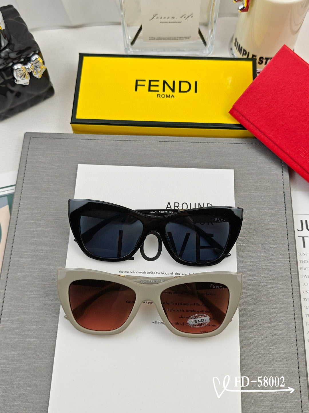 DIAGONAL CAT-EYE FRAME SUNGLASSES 58002 IN ACETATE
