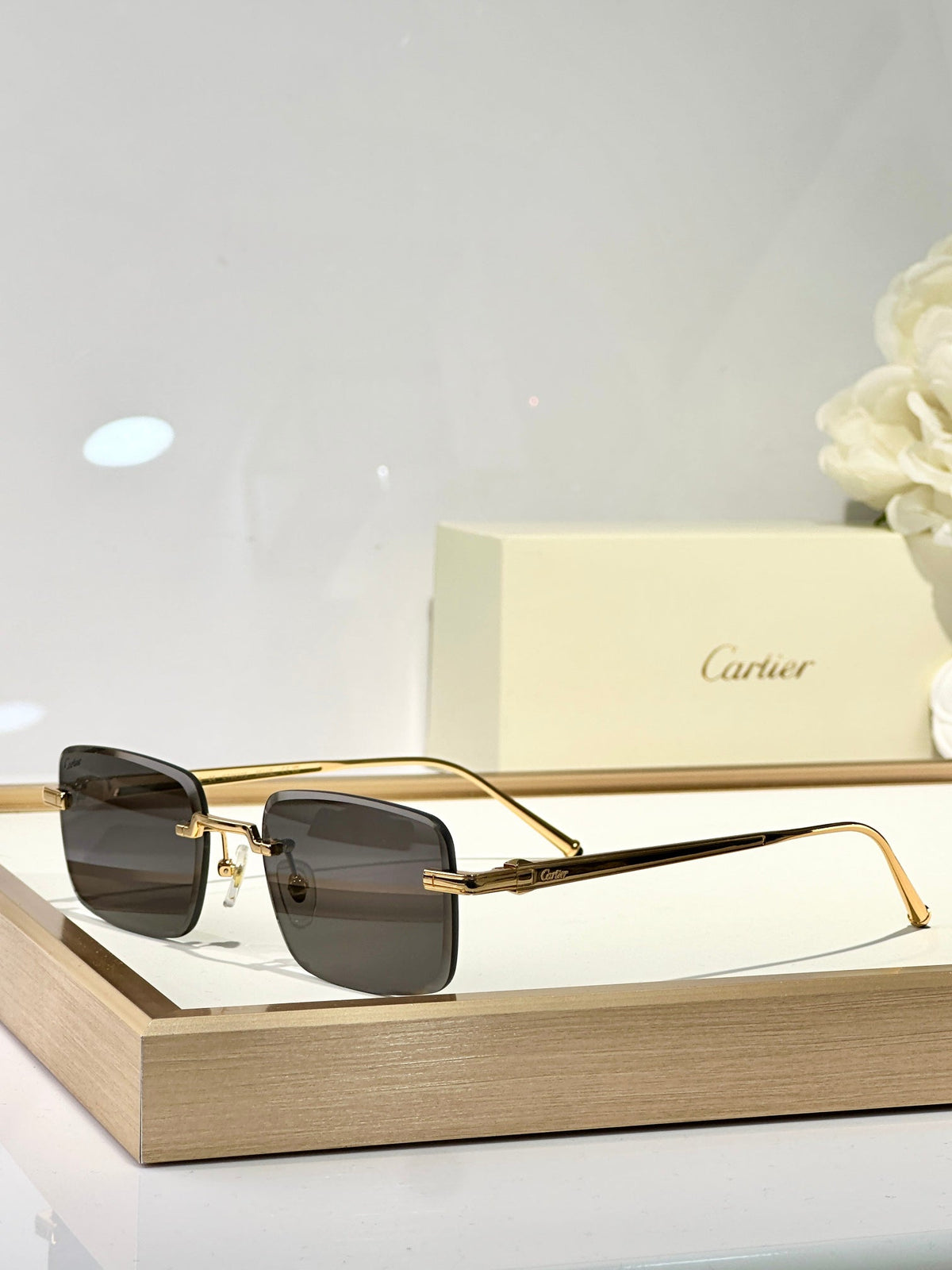 C DE RIMLESS SQUARE FRAME SUNGLASSES CT0610S IN METAL