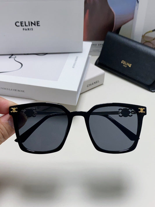 CELINE TRIOMPHE SUNGLASS 497820 IN GOLD METAL BLACK LENSES