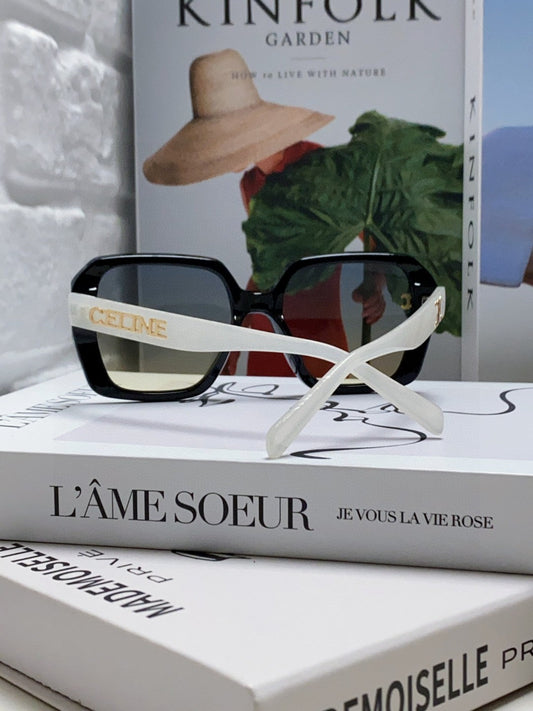 CELINE TRIOMPHE SUNGLASSES 548593 IN BLACK AND WHITE ACETATE