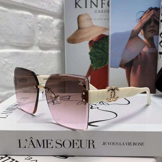 CHANEL SQUARE SUNGLASSES 632891 IN WHITE ACETATE BROWN LENSES