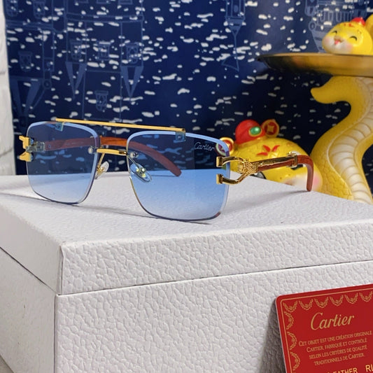 C DE SQUARE FRAME SUNGLASSES 522656 IN METAL AND WOODEN