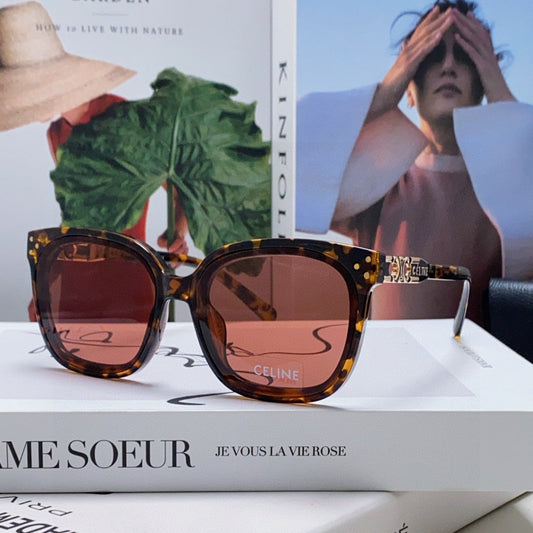 CELINE TRIOMPHE SUNGLASSES 573251 IN HAVANA ACETATE METAL LOGO