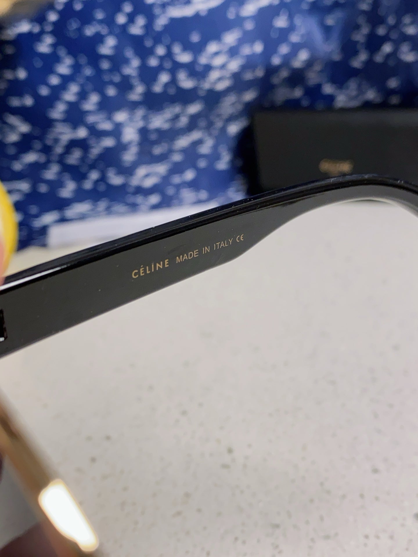 CELINE TRIOMPHE SUNGLASS 538532 IN BLACK ACETATE GOLD METAL