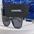 CHANEL SQUARE SUNGLASSES 632032 IN BLACK ACETATE SILVER METAL